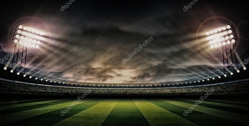 Футбольный стадион при свете прожекторов