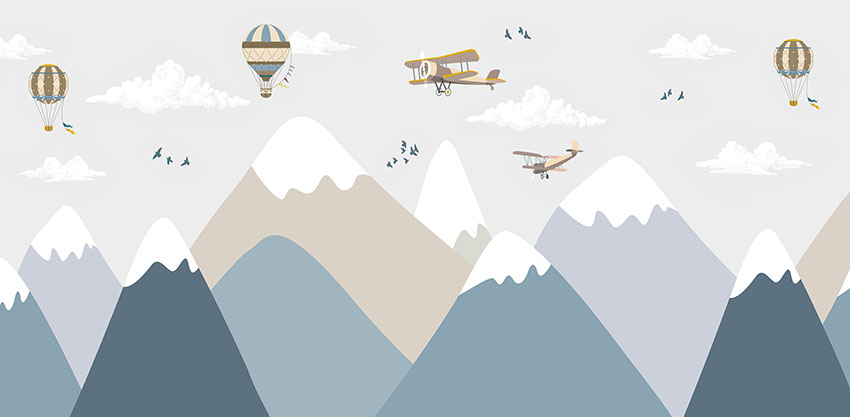 Воздушные шары и самолеты над горами