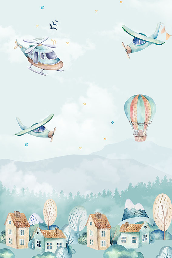 Полет шаров и самолетов над городом
