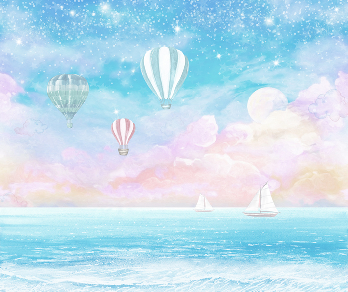 Акварельные воздушные шары над морем